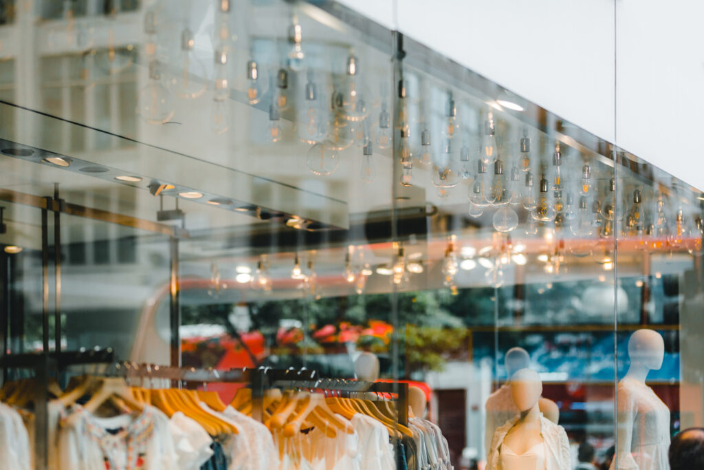 Retail fashion store shop front, shopping concept, London