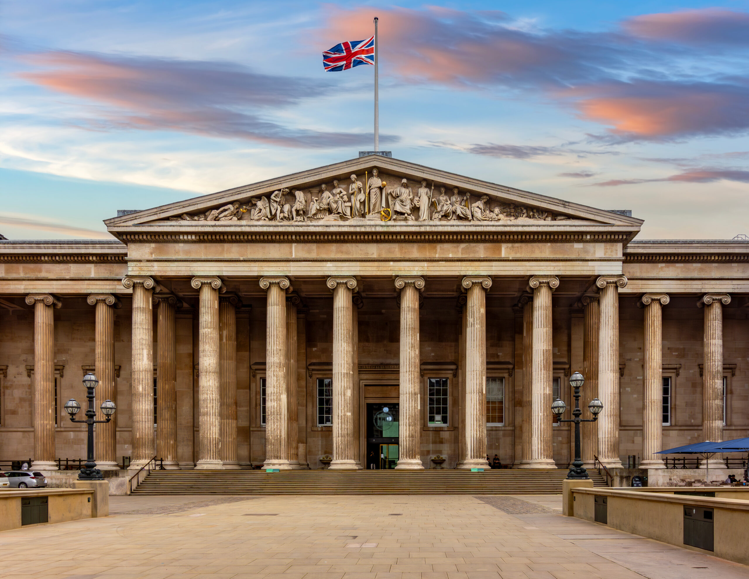 Main entrance of British museum in London, UK